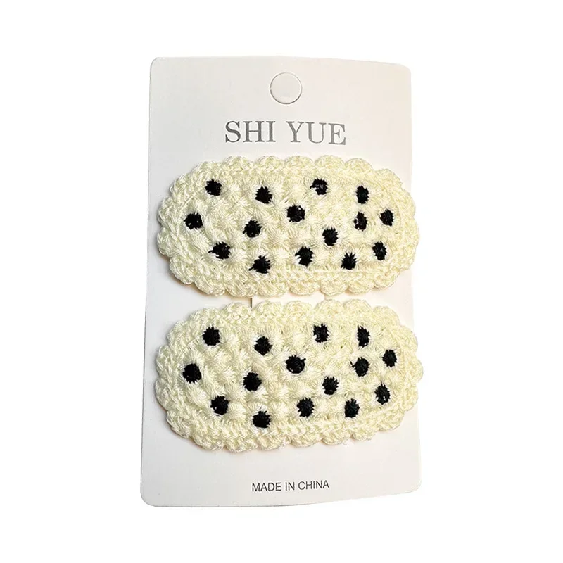 2pcs Handmade Wool Knitted hair clips Cute Girl\'s Hair pins Colorful Polka Dot hair accessories Autumn and Winter headdress