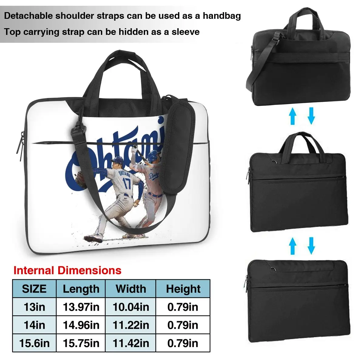 Dodgers Ohtani 2way Player Laptop Bag Protective Case Computer Bag 13 14 15.6 Inch Crossbody Notebook Pouch For Macbook Pro Air