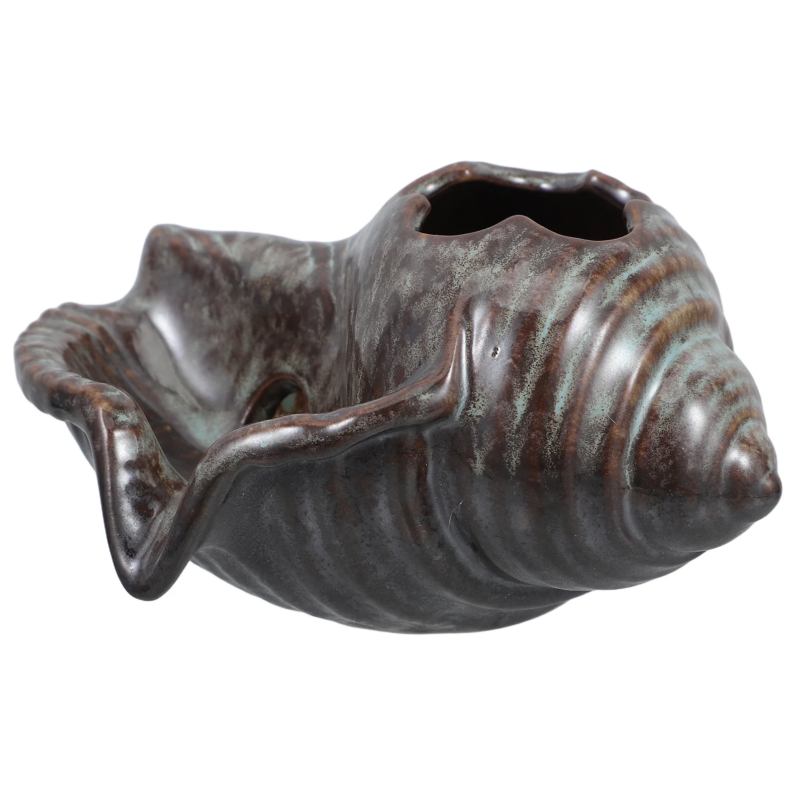 

Conch Style Ceramic Water Feature Spitter for Garden Pond Fountain Fish Tank Outdoor Decor with V-Shaped Flow Outlet Landscape