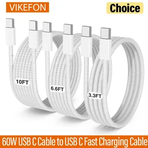 VIKEFON USB C Cable to USB C 60W Fast Charging Charger Cable Supports Fast Charging For iPhone 16 15 Samsung Xiaomi Huawei etc