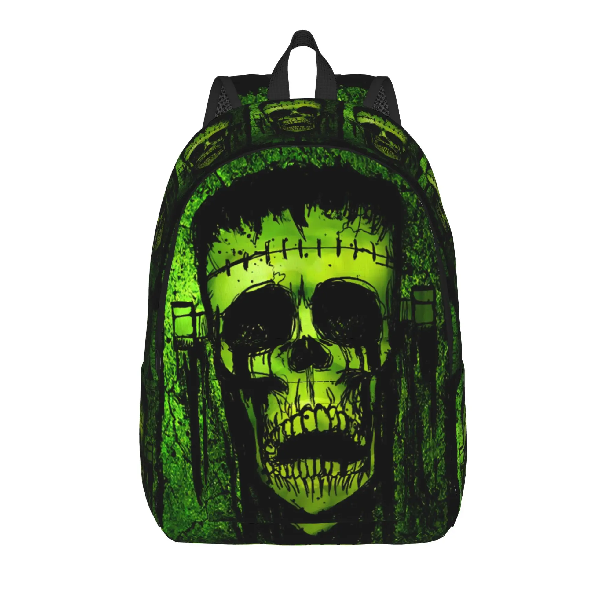 Frankenstein Green Monster Backpack  Unisex Polyester Hiking Backpacks Pattern Aesthetic High School Bags Rucksack