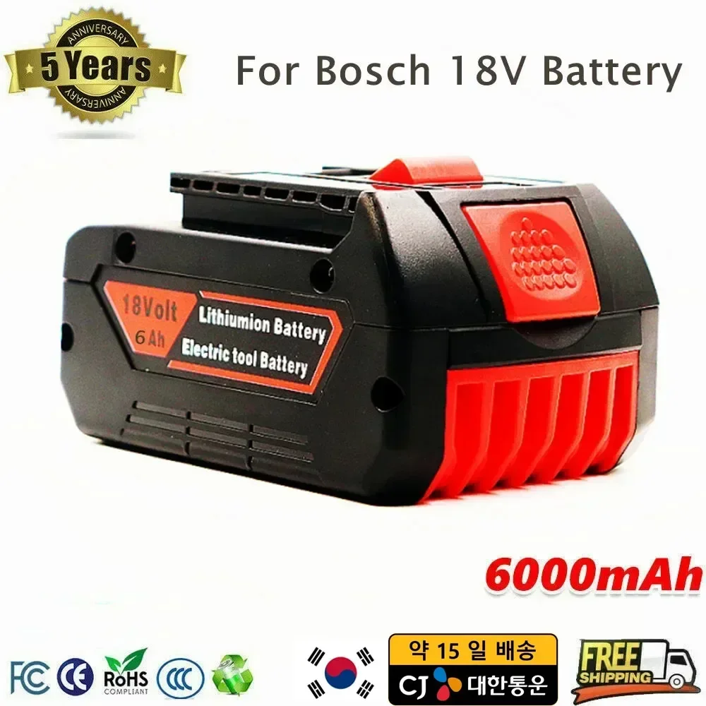 

Aleaivy 18V 6.0A Rechargeable Li-Ion Battery For Bosch 18V Power Tool Backup 6000mah Portable Replacement BAT609 Indicator Light