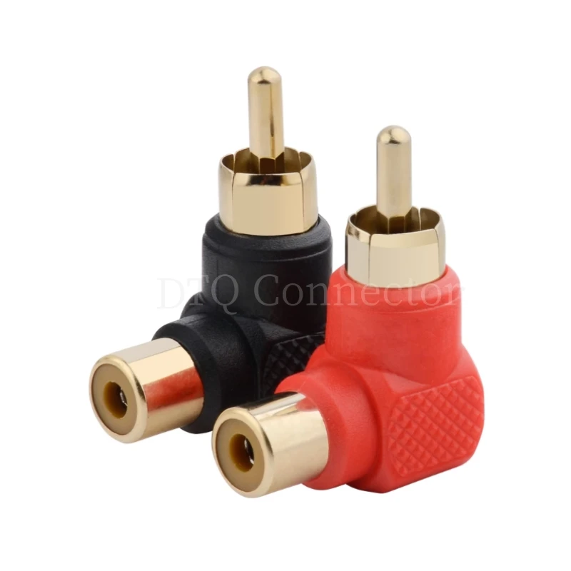 2Pcs 90 Degree RCA Right Angle Connector Plug Adapters Male To Female M/F Elbow Audio Adapter