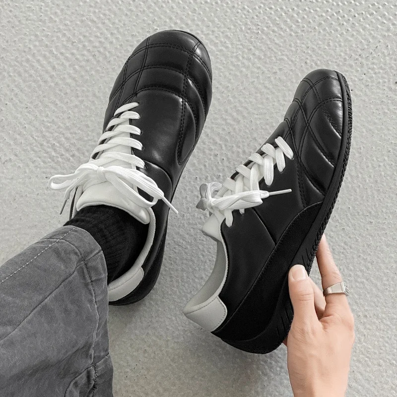 2026Men's New Fashion Unique Retro Flat Sole Racing Shoes British Style Casual Leather Skate Sneakers