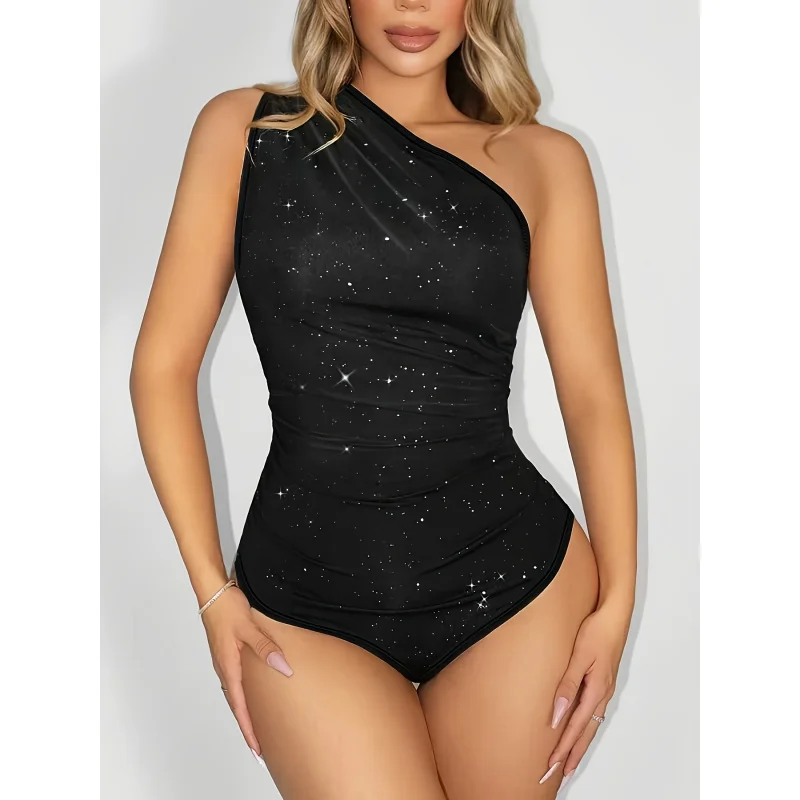 

A Women'S One-Shoulder Asymmetrical Jumpsuit, Vacation, Beach Festivals, Parties, And Everyday Wear