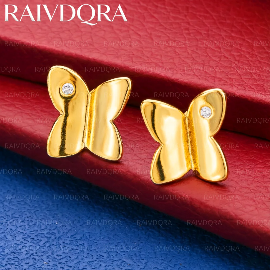 18K Gold Plated Zircon Butterfly Stud Earrings For Women Fashion Jewelry Simple Grace Birthday Gifts Party Wedding