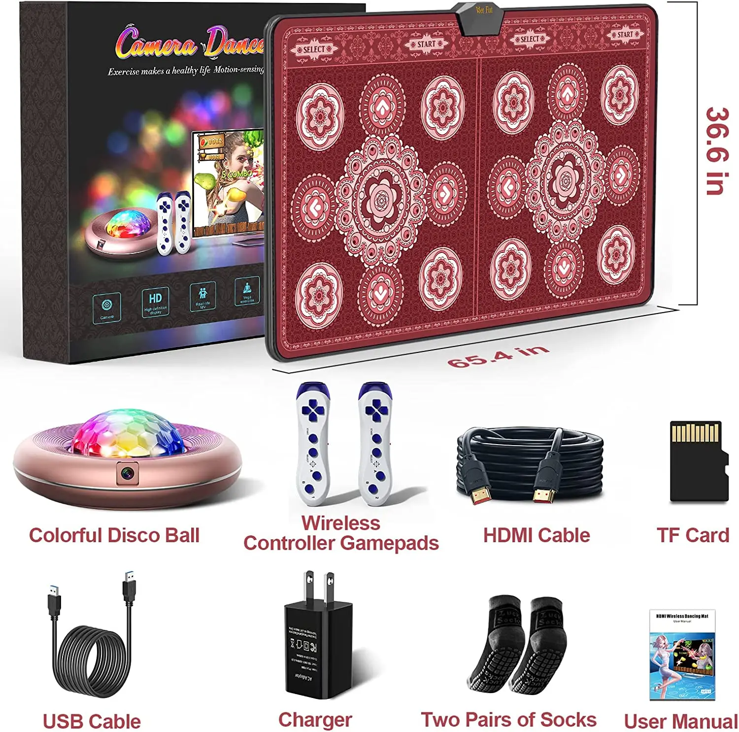 حصيرة الرقص ألعاب للتلفاز/الكمبيوتر مع كاميرا HD مزدوج المستخدم ممارسة اللياقة البدنية وسادة عدم الانزلاق هدية للأطفال HDMI-متوافق
