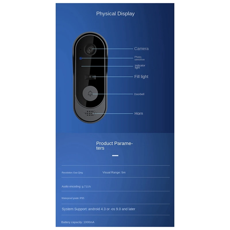 Tuya Wireless Video Doorbell WIFI HD Outdoor Phone Doorbell Camera Support Security Video Intercom