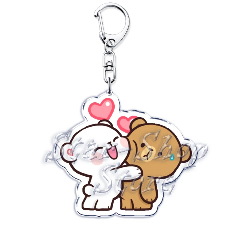 Lovely Couple Bears Keychains Kiss Love Heart Pendant Keyring for Accessories Bag Key Chain Ring Jewelry Friends Lovers Gifts