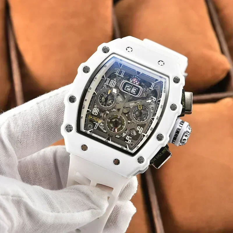 

2025 Fashion Luxury Men's Watch Hollow Out Rudder Flywheel Fully Automatic Mechanical Waterproof Silicone Watches Clock