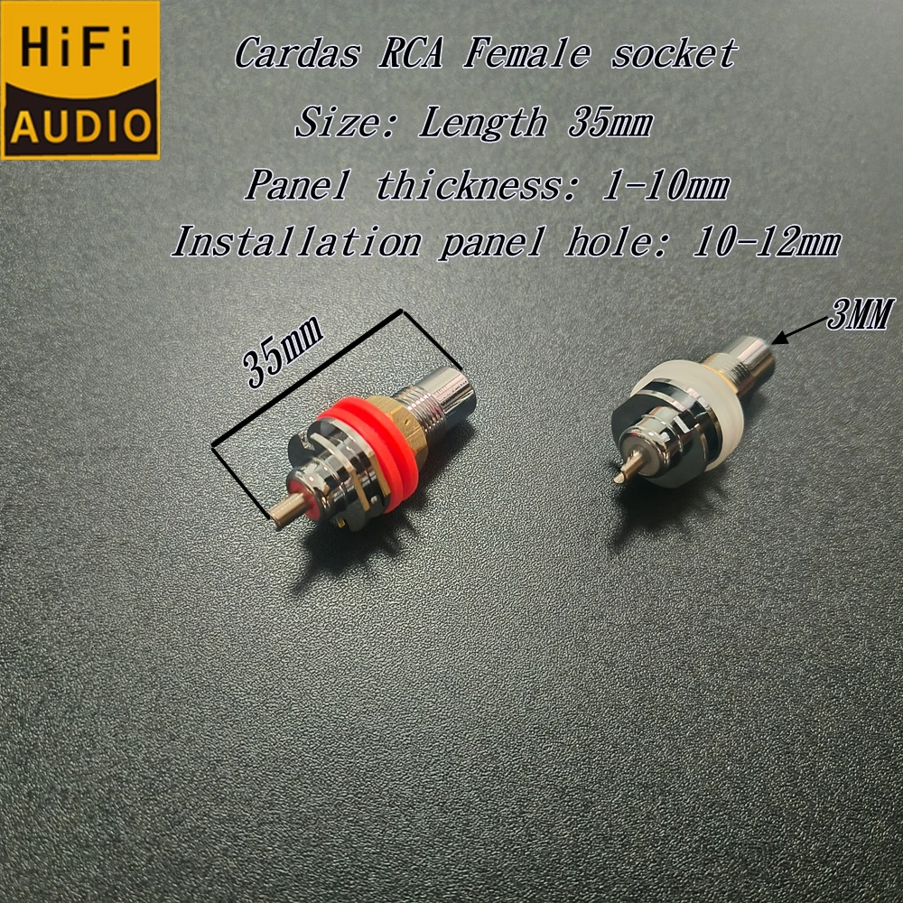 CARDAS RCA-Buchse, weiblicher Stecker, brandneues, authentisches, rhodiumbeschichtetes, verlängertes Audio-Chassis-Panel, RCA-Adapter-Set, 4-teilig – Detail 1
