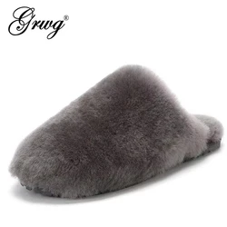New Natural Wool Slippers Fashion Winter Women Indoor Slippers Warm Sheep Fur Home Slippers Lady Casual House Shoes