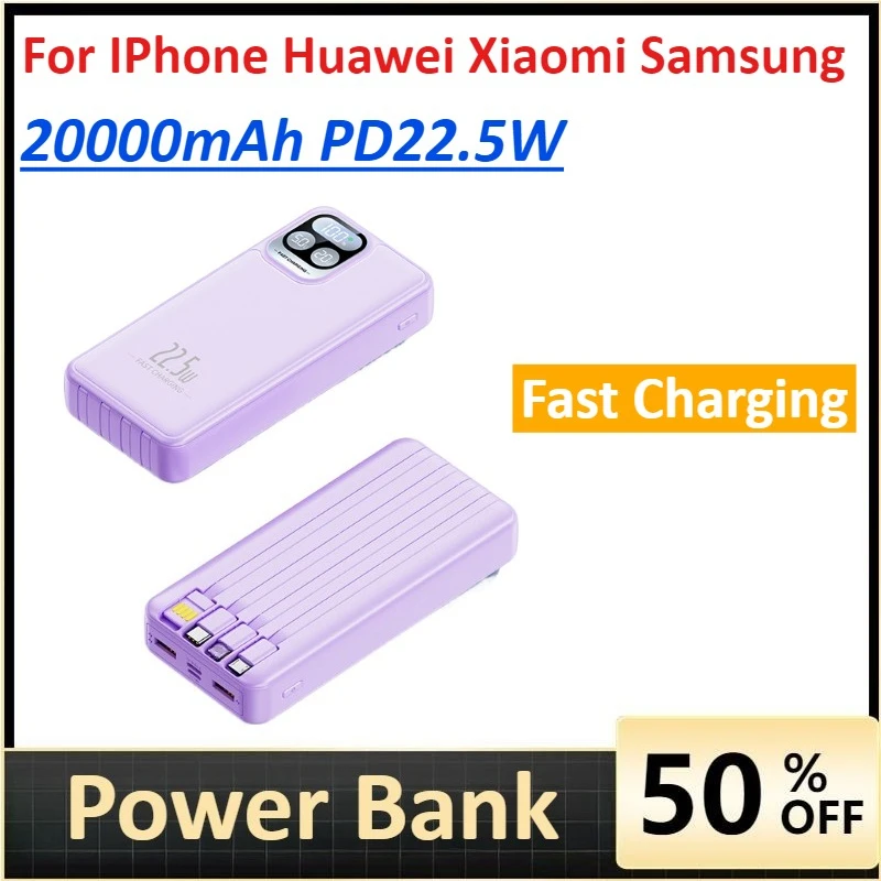 

20000mAh High Capacity Power Bank PD 22.5W Super Fast Charging for IPhone Huawei Xiaomi Samsung Portable Battery