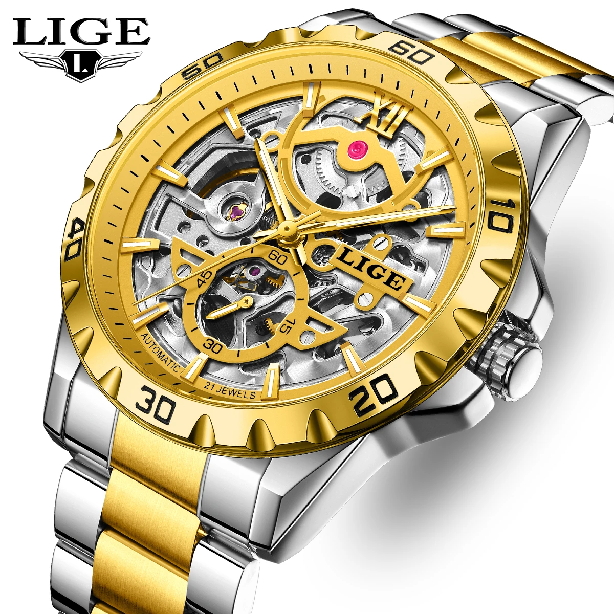 

Мужские часы LIGE, механические часы из нержавеющей стали, светящиеся водонепроницаемые часы, деловые роскошные часы лучшего бренда, мужские часы reloj hommes