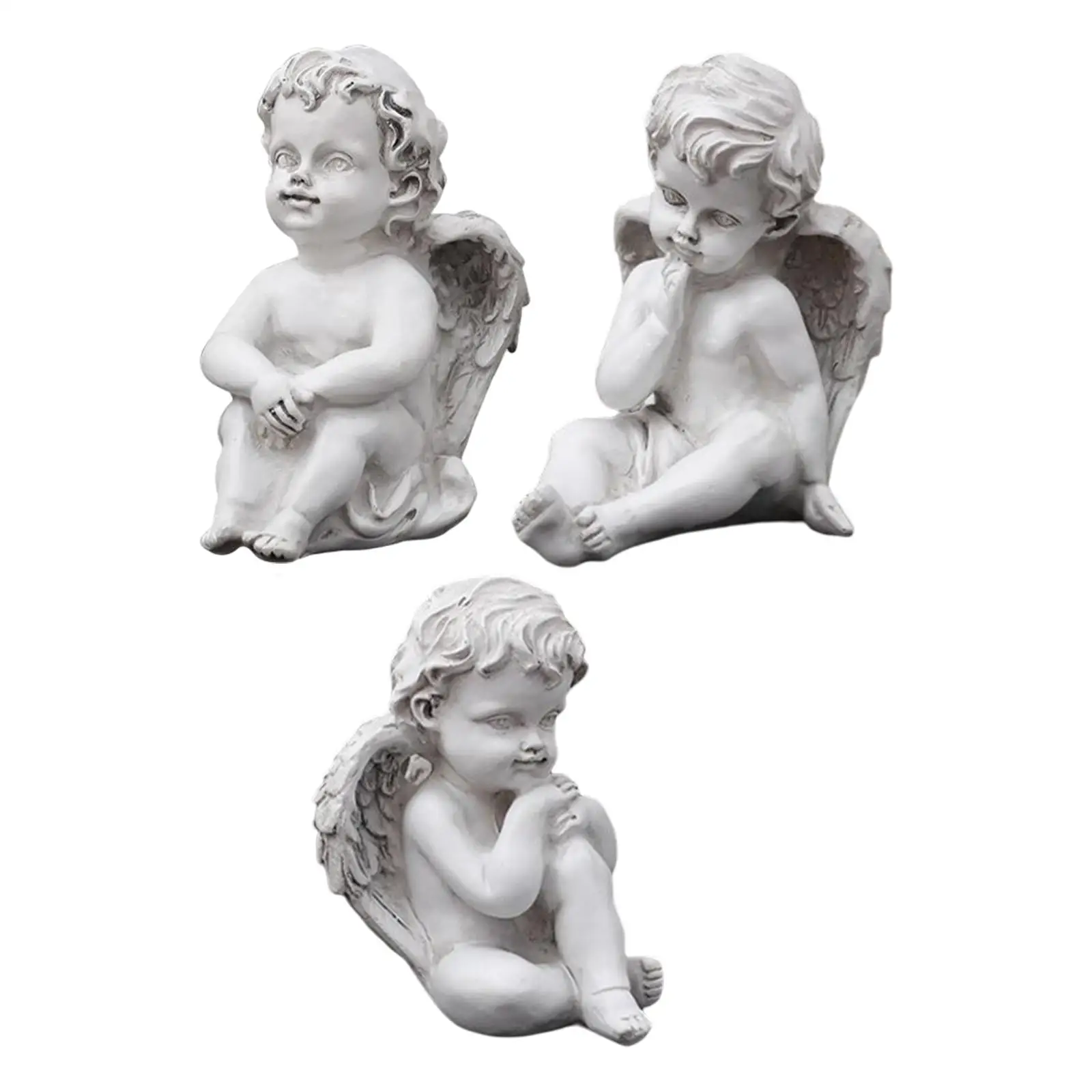 Baby Angel Statue Wing Cherub Figurines Home Decoration Artwork Resin Sculpture for Tabletop Bedroom Yard Bookshelf Cabinet