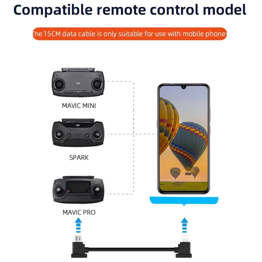 Cabo de dados otg controle remoto para telefone tablet conector usb typec ios estender para dji mini 4k/2/3 pro/se/pro/air/mavic 2/3