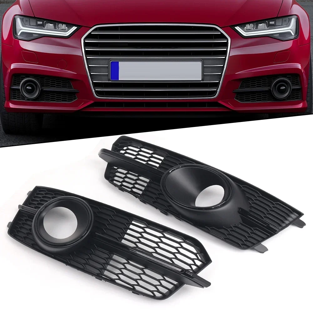 Front Bumper Lower Fog Light Grill Grille Cover High-quality Fits For A6 2014-2018 4G0807681AG 4G0807682AG Direct Installation