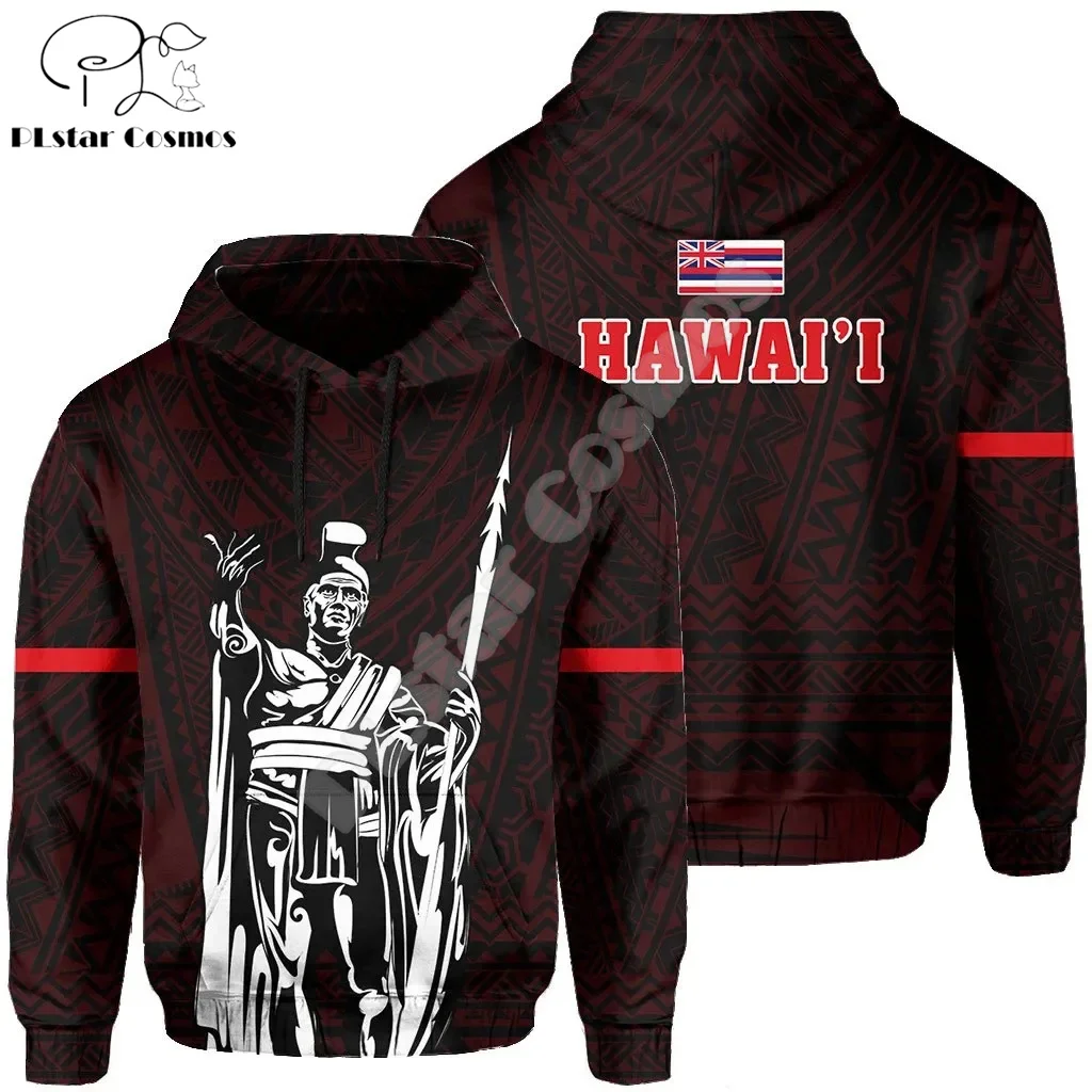 

Polynesian Hawaii Kanaka King Country Flag Tribe Hawaiian Vintage Tattoo Retro 3DPrint Pullover Harajuku Casual Hoodies Jacket E