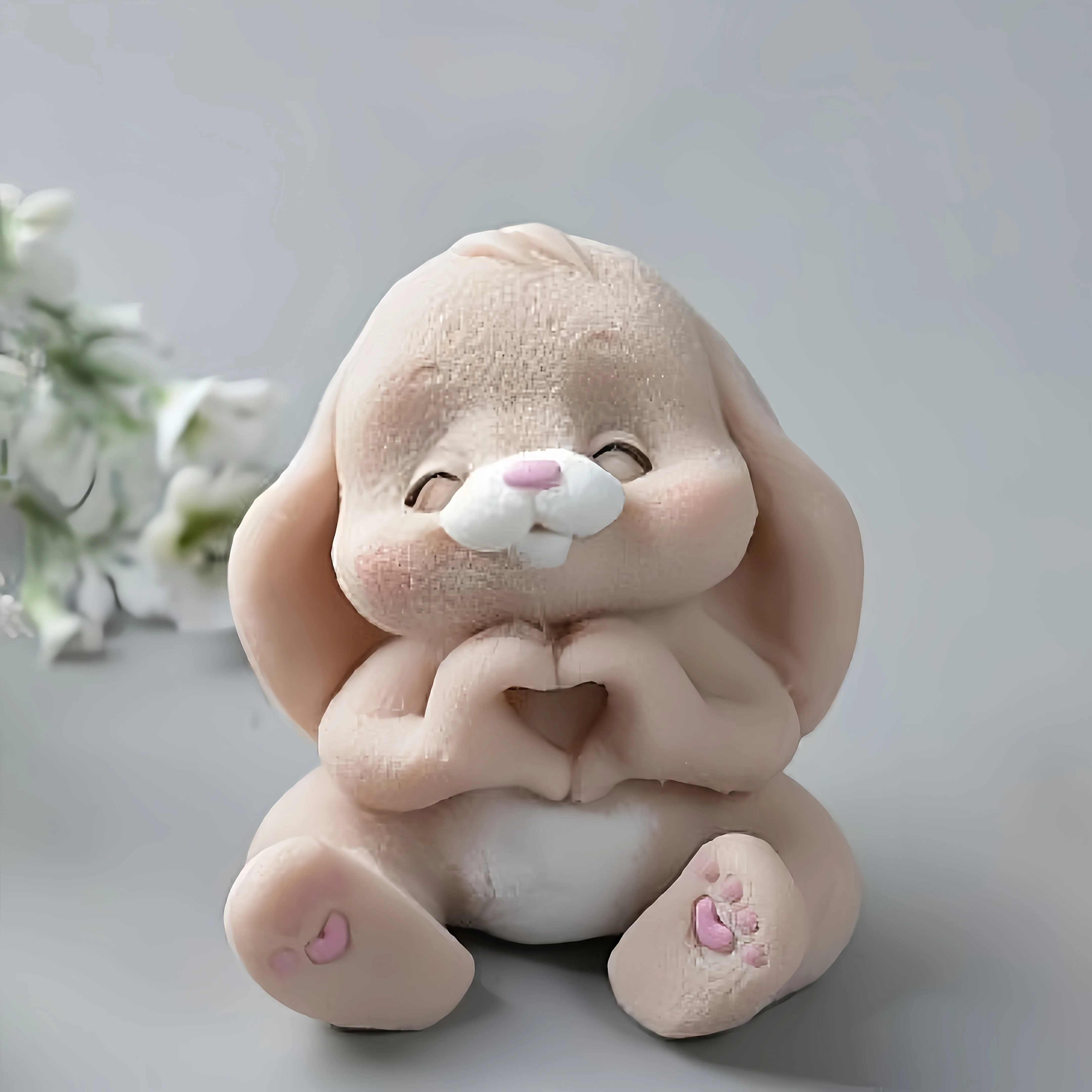 

1 шт. очаровательная силиконовая форма из смолы кролика с выразительными глазами и пушистыми ушками — для свечей, мыла, слизи и штукатурки