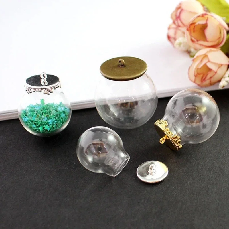 Crystal Glass Bottle, Pendant Hollow Glass Ball Dome, Charm DIY Jewelry Making Necklace, Earrings Findings Accessories Ornament
