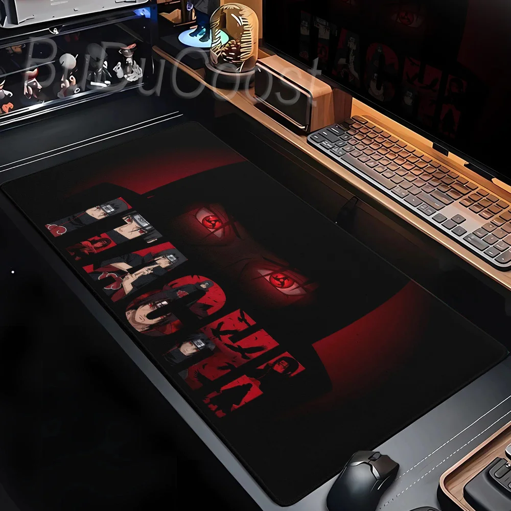 PC Gamers Computer Keyboard Deskmat Anime Uchiha Itachi N-Naruto Uzumaki Mouse Pad Rubber Non-Slip Lock-Edge Office Accessories