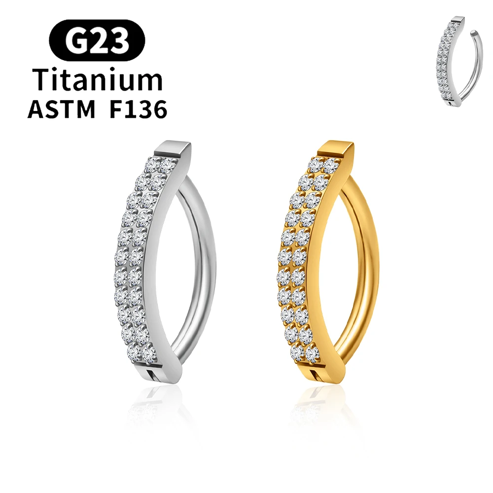 ASTM F136 Titanium Piercing Belly Button Ring Clicker 14G CZ Reverse Curved Navel Ring Women Navel Barbell Piercing Body Jewelry