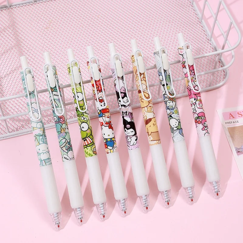 

24pcs/lot Sanrio Kitty Kuromi Gel Pen Cute Pochacco 0.5mm Black Ink Neutral Pens Promotional Gift Office School Supplies