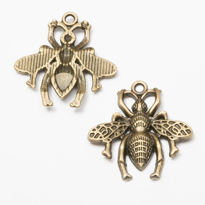 50pcs 25*26MM Ancient Copper Metal Zinc Alloy Japanese And Korean Light Luxury Simple Fashion Bee Charm Pendant. Girl Gift Bag