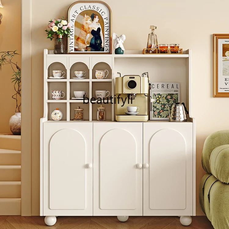 French side cabinet solid wood, modern simple living room tea cabinet integrated against the wall dining room storage cabinet