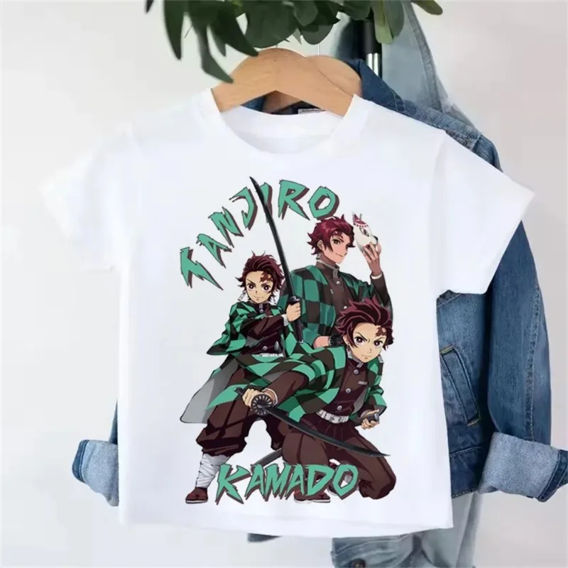 Anime Demon Slayer Tanjiro Kamado T-Shirt for Men Women Kids, Oversized Cotton Graphic Tee, Harajuku Streetwear Summer