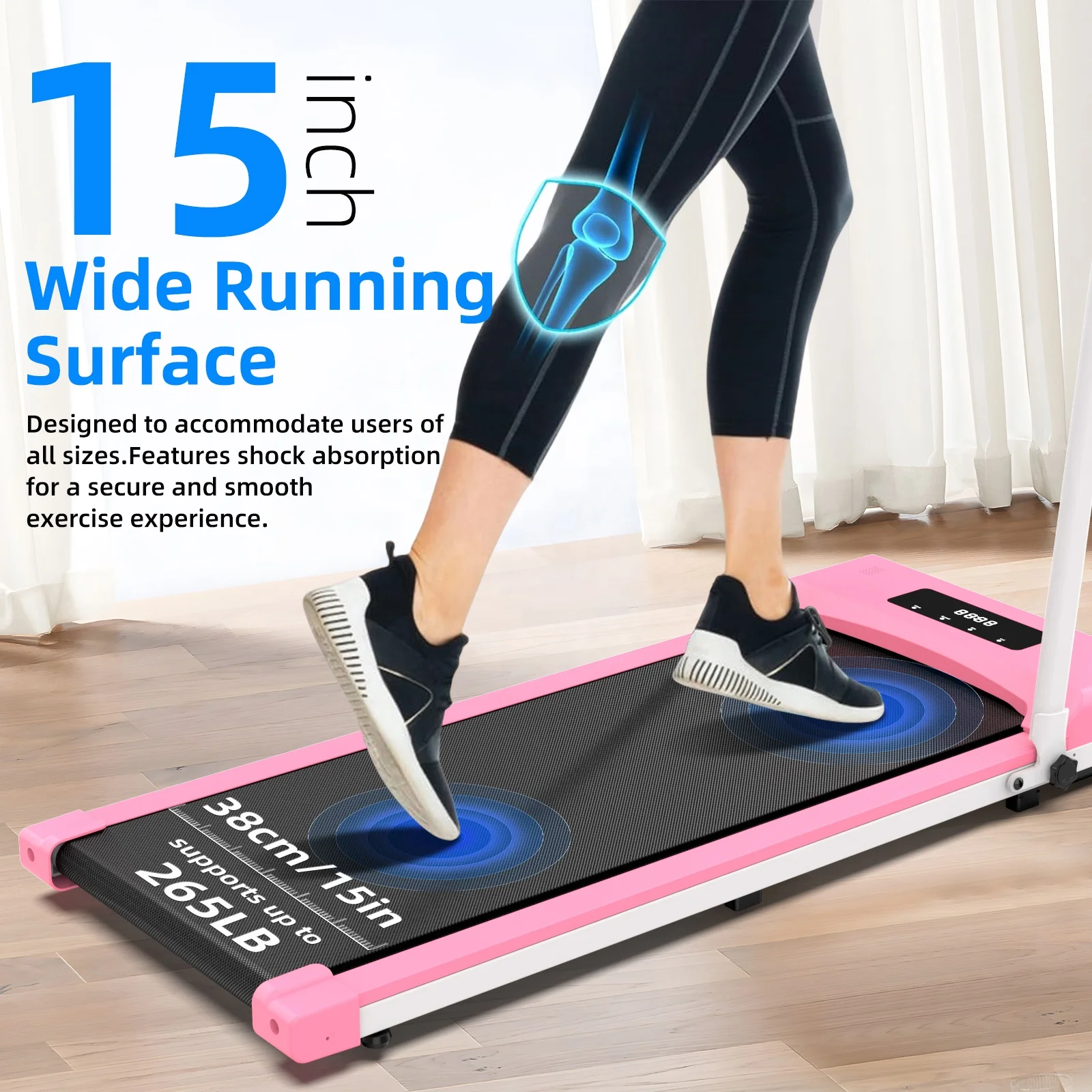 Smooth Quiet Operation Foldable Electric Treadmill Portable Walking Pad Running Machine for Home Office Indoor Gym Fitness
