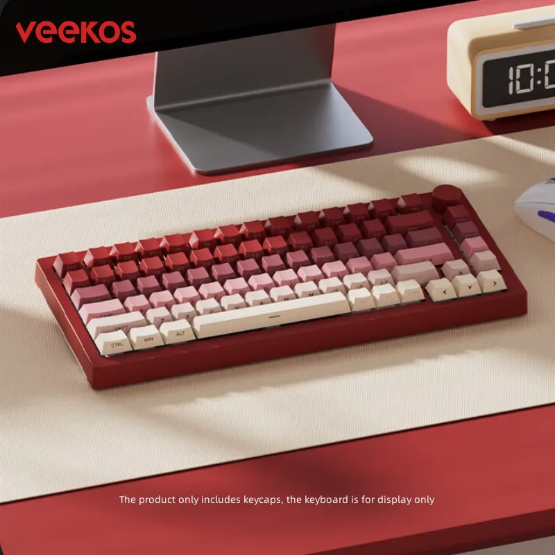 

Veekos Rose Latte Gradient SP Keycap Set 136-Key Shine-through Cherry Profile PBT Double Shot Keycap for MX Custom Keyboard