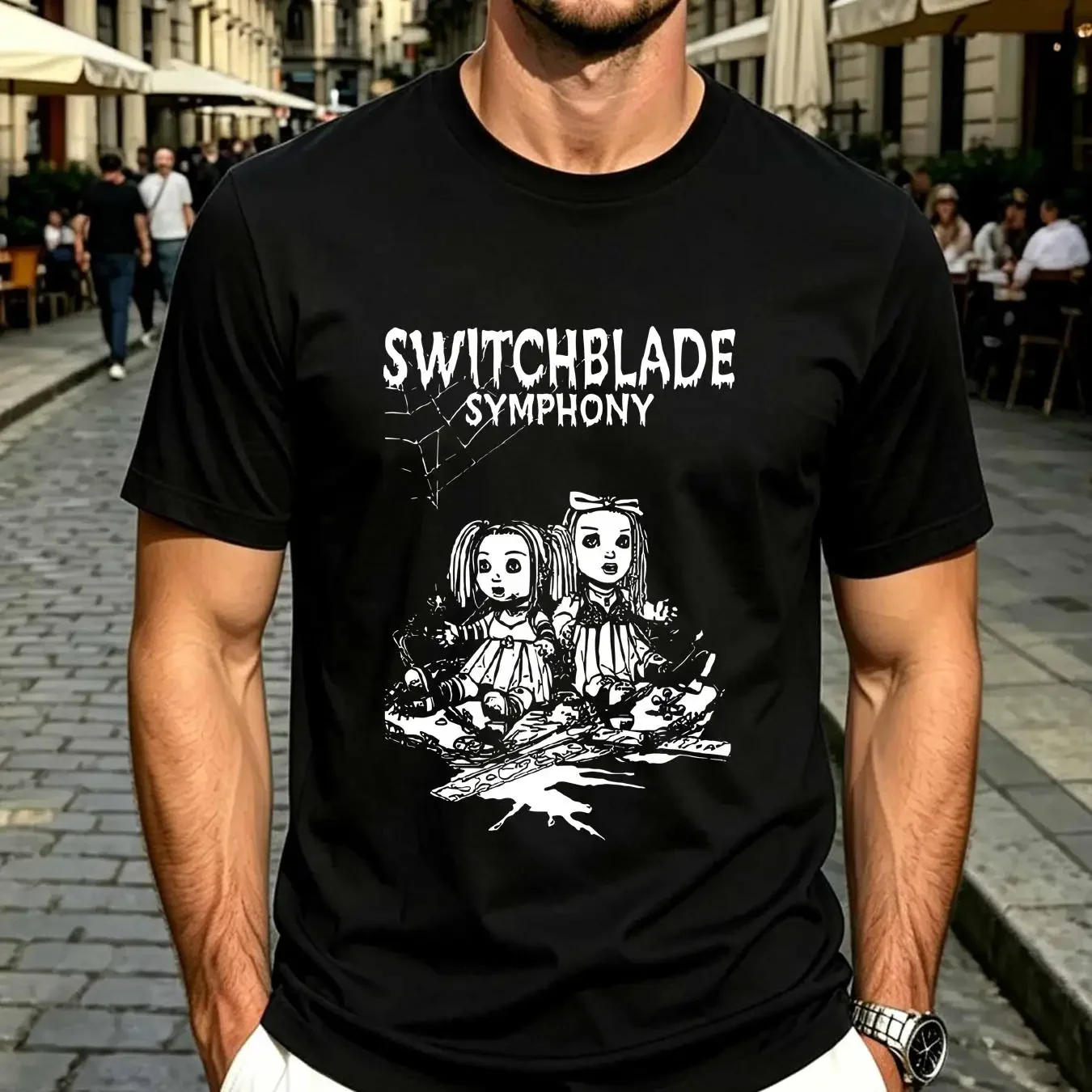 washed T Shirt Vintage Switchblade Symphony Black  All Sizes 1PT606 vintage Washed designer clothes Stylish Breathable Soft