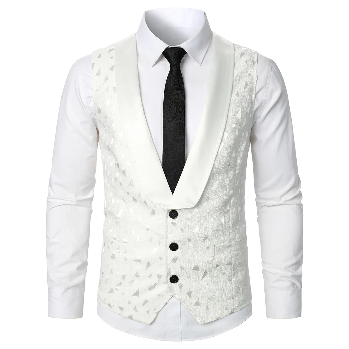 Men\'s Suit Vest Soft Luxury Fabric Adjustable Business Casual Style Waistcoat Banquet Barmaid Dancing Party Wedding Men\'s Vest