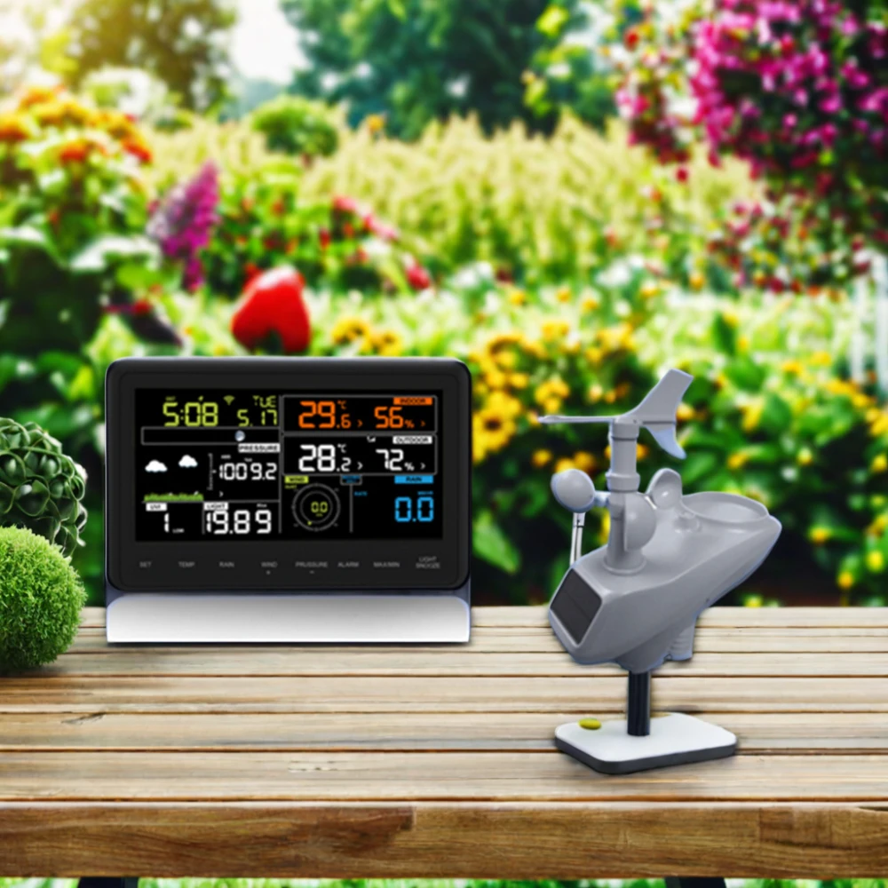 Estación meteorológica con aplicación WIFI TLF AW006, grabadora de temperatura LCD colorida para interiores/exteriores, higrómetro para uso doméstico