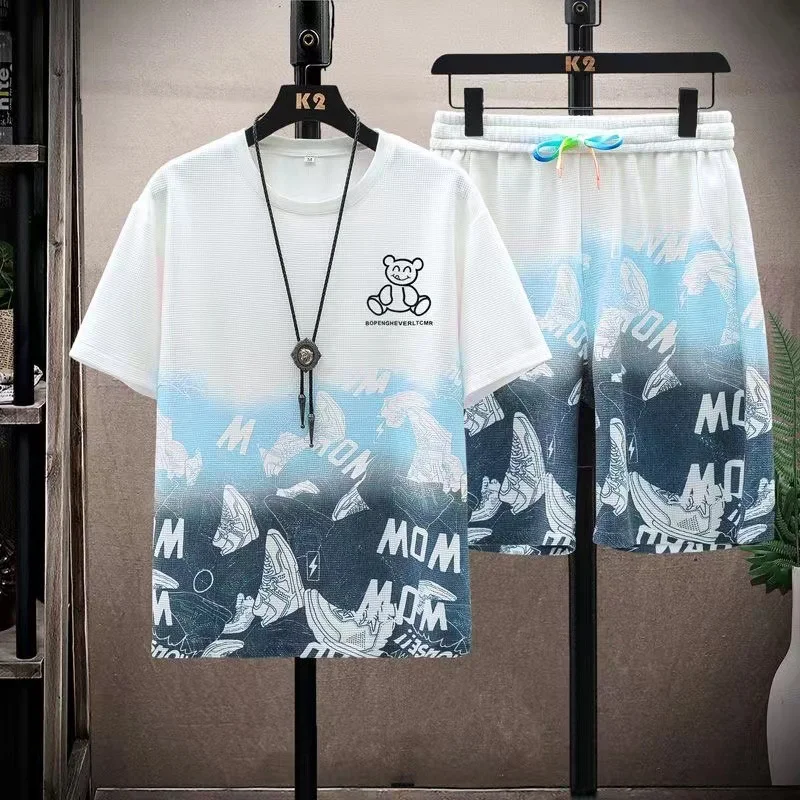 Teen short sleeve shorts suit male student t-shirt men\'s clothes junior high school summer clothes sportswear mens fashion trend