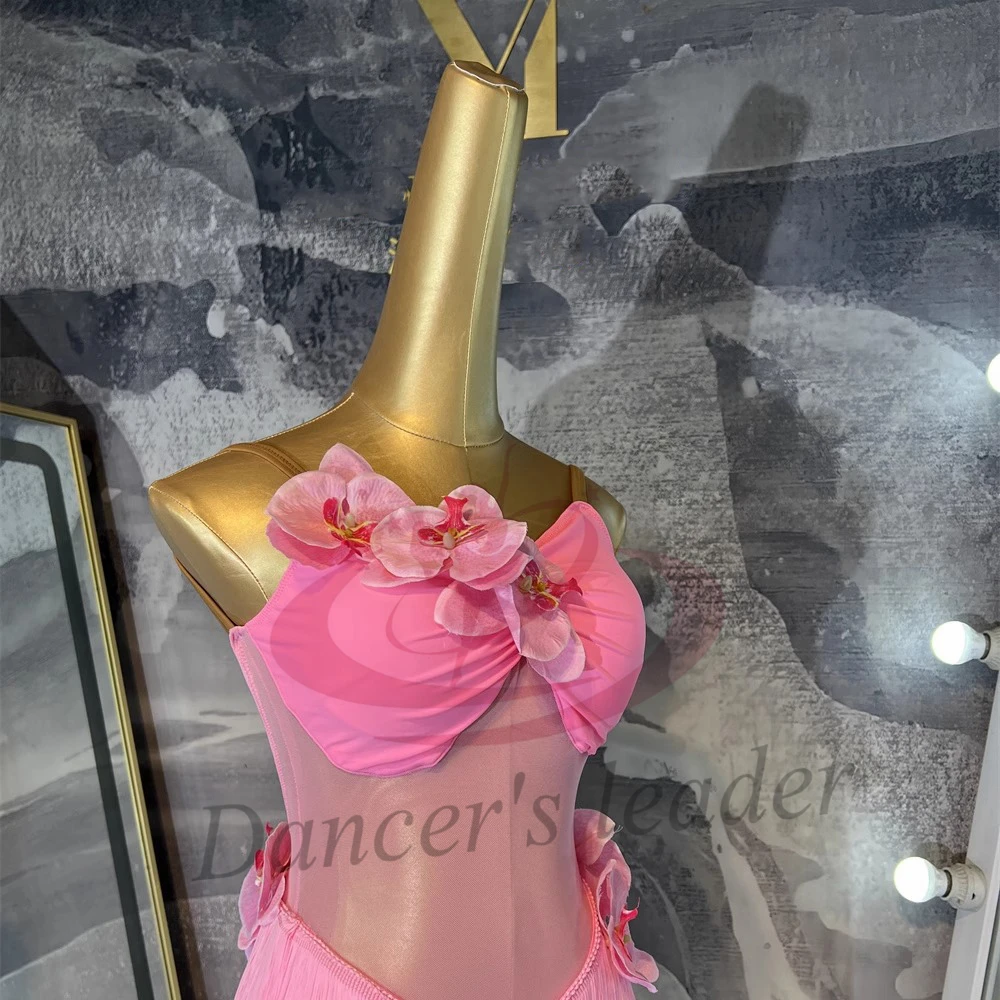 ラテンダンスドレスハイエンドカスタムフラワータッセルサスペンダー正確にタンゴ女性の大人と子供の専門服