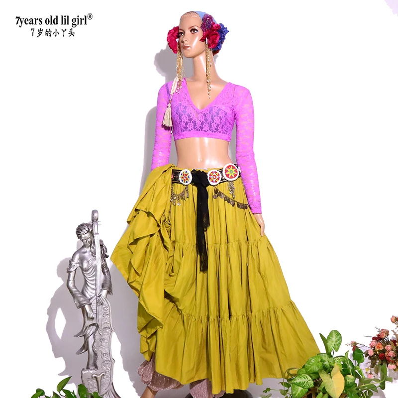 여성용 긴팔 레이스 밸리 댄스 탑 ATS 트라이벌 초리 의상 댄스 공연 및 가운용 BR31