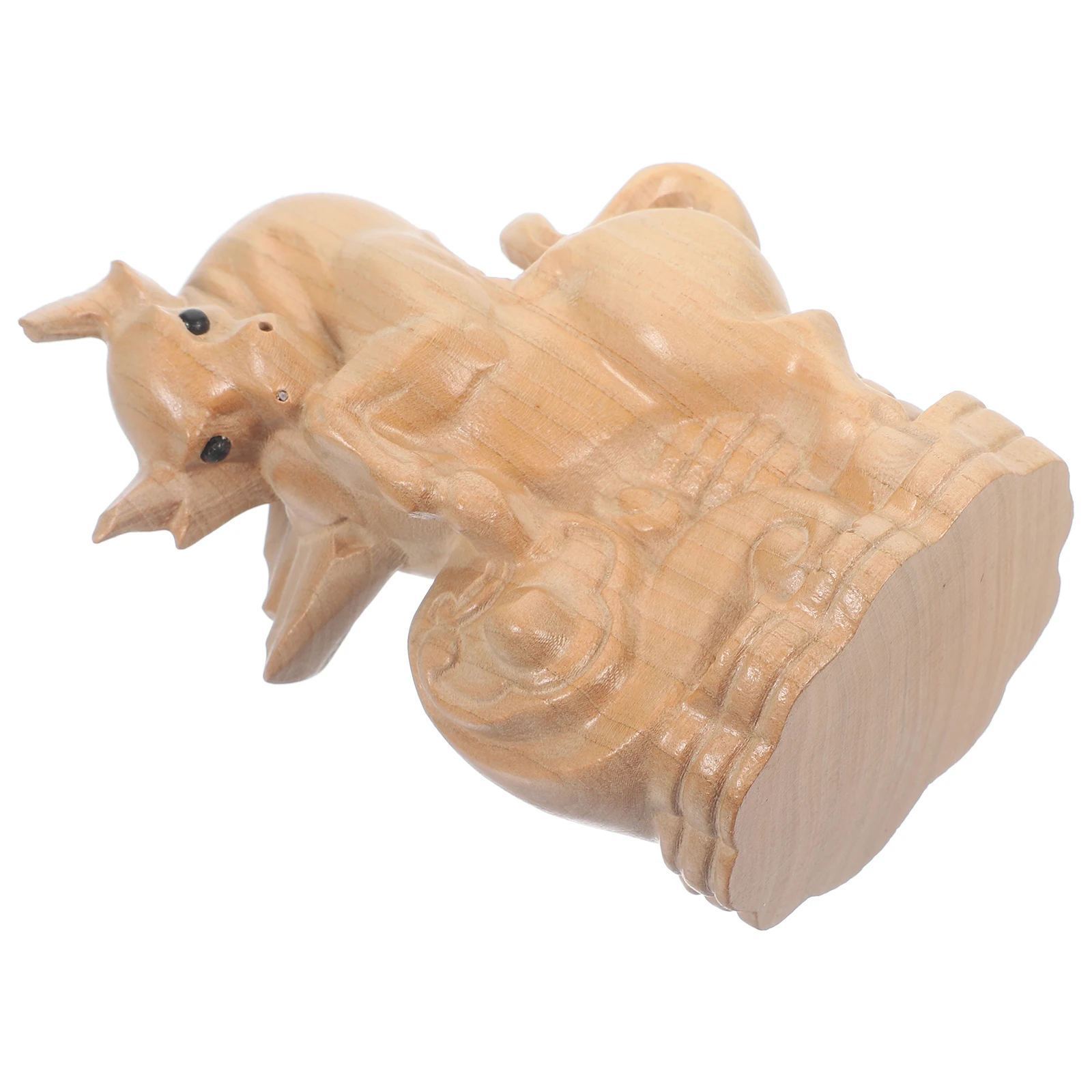 

Zodiac Ox Wooden Carving Animal Decoration Cow Garden Statue Decorations Diy Ornaments Desk Accessories The