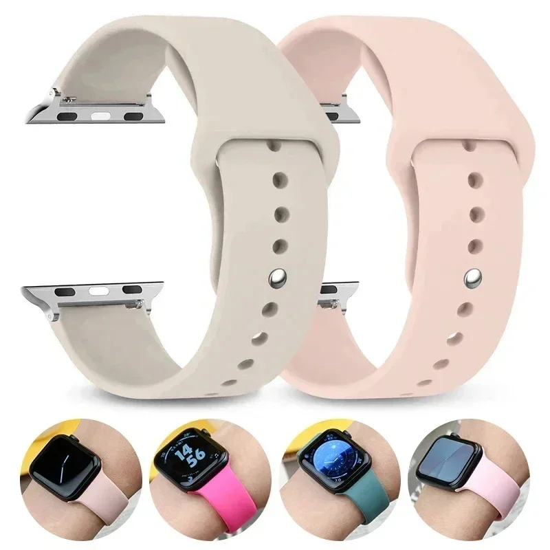 Silicone Band For Apple Watch Ultra 3/2 49mm44 45 40 41 42 45mm sport bracelet iwatch series 11 10 9 8 7 SE3 Elastic Strap