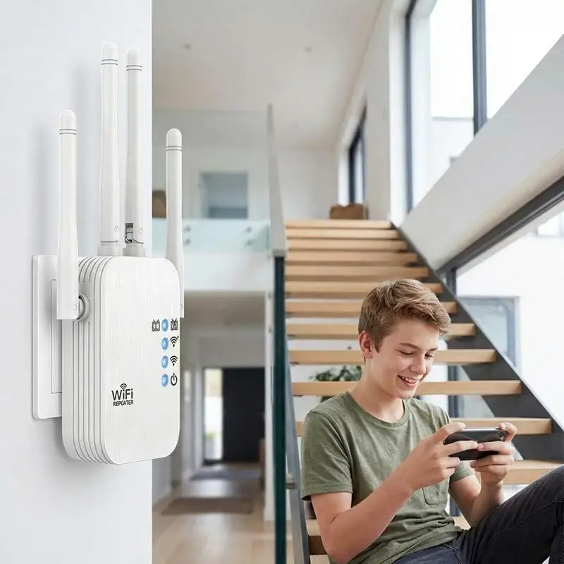 WiFi Extender Strong Signal Booster Wired Repeater Network Amplifier for Bedroom Devices Gaming Streaming Stable Connection