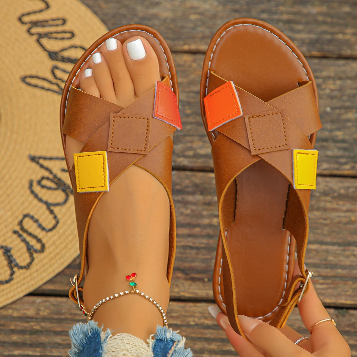 

Women Anti-slip New Trend Sandals 2025 Summer Lightweight Sandals Fashion Beach Casual Slippers Outdoor Bow Tie Flat Shoes Home