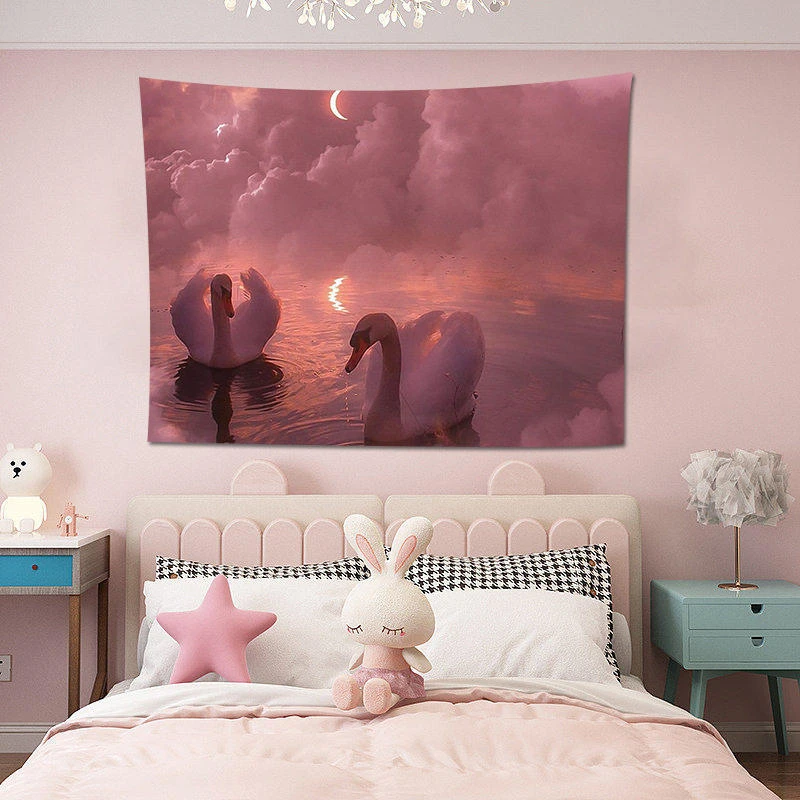 VIKAMA Dreamy Cloud & Swan Tapestry Wall Hanging, 6 Assorted Designs, Wall Art Decor for Bedroom Living Room