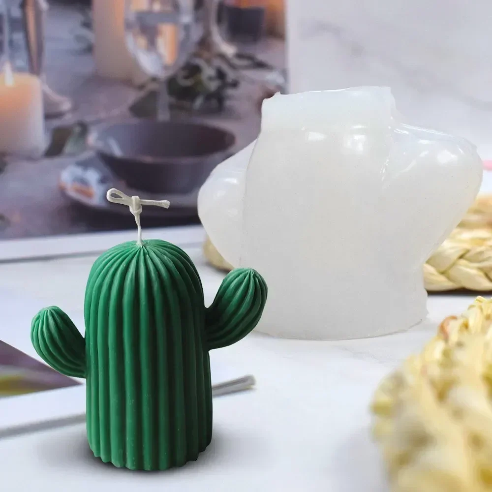 3D Cactus Candle Mold Silicone Mold Handmade Soap Candle Making Tool Epoxy Resin Mold Cute Cactus Simulation Plant Decoration