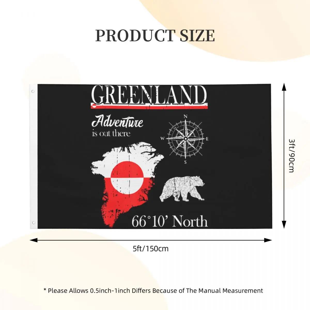 Greenland Adventure Is Out There Flag Graphic 3x5 ft Flags Hanging Polyeste Fashion Banner For Celebration Home Decoration