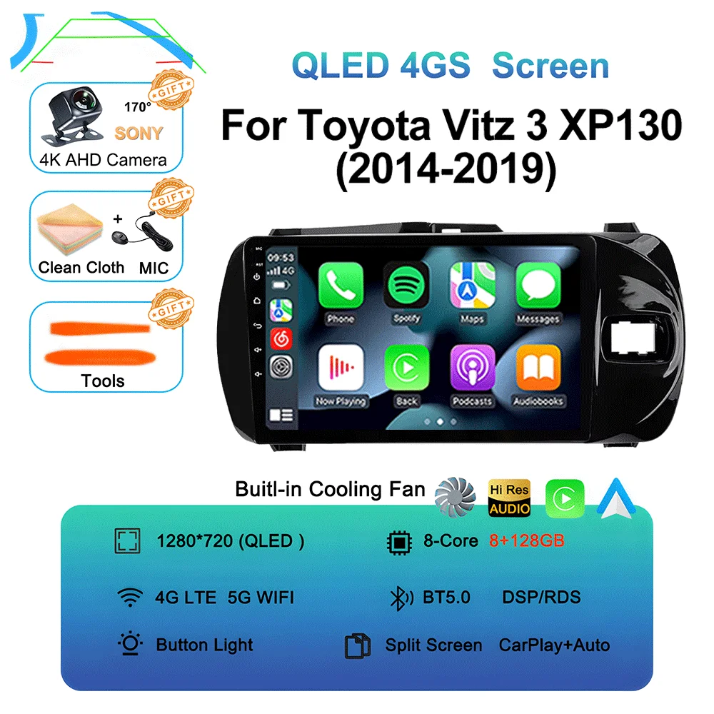 LJZN Android 16 Auto Carplay For Toyota Vitz 3 XP130 2014 - 2019 Car Multimedia Video Player Autoradio GPS Stereo 2Din DVD 5G image 3