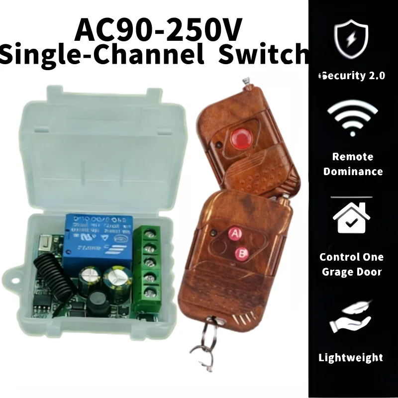 AC110V 220V 1-Channel 10A Relay Receiver and Transmitter Universal Wireless RF433MHz Remote Control for Garage Door command