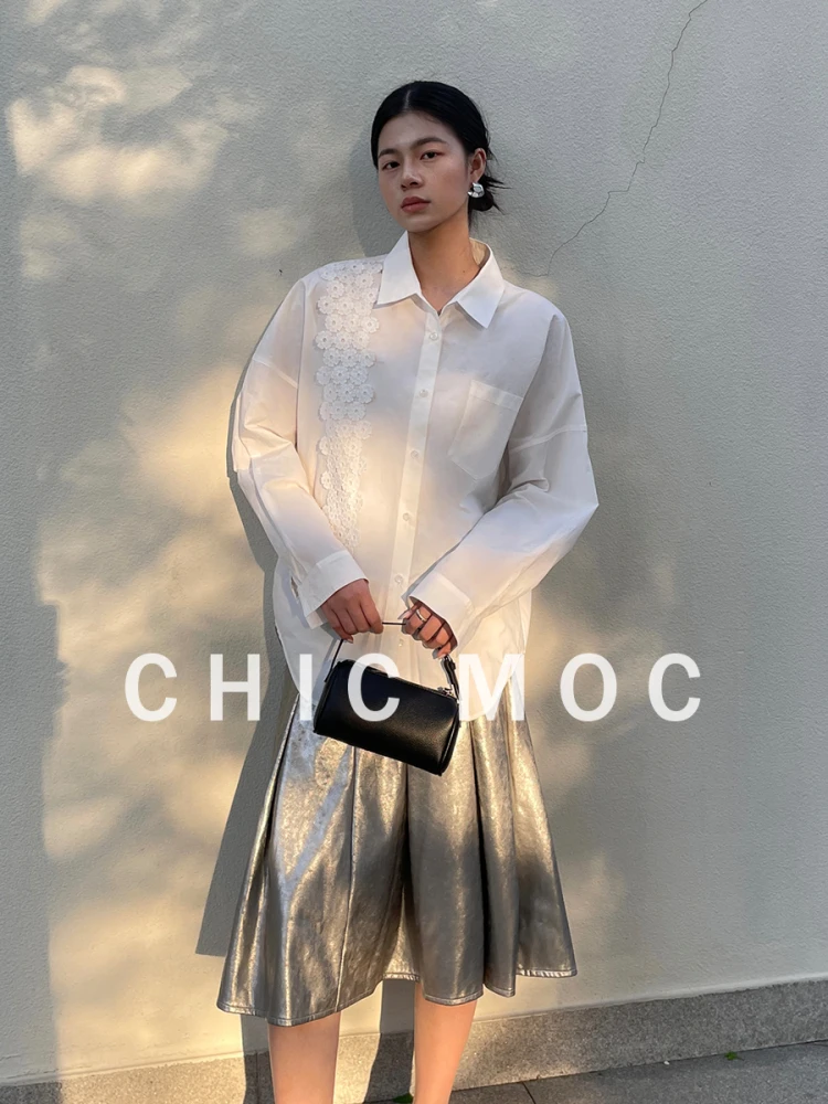 

High Densi 00% Cotton irt Women's Loose Floral Embroidery Long Sve Busin Casual irt Comfortable Fit Cotton irt