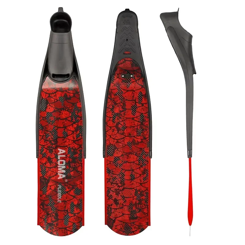 Novatech Global Aloma Custom Pattern 100% Pure Carbon Fiber Freediving Long Fins for Underwater Diving and Beach Use