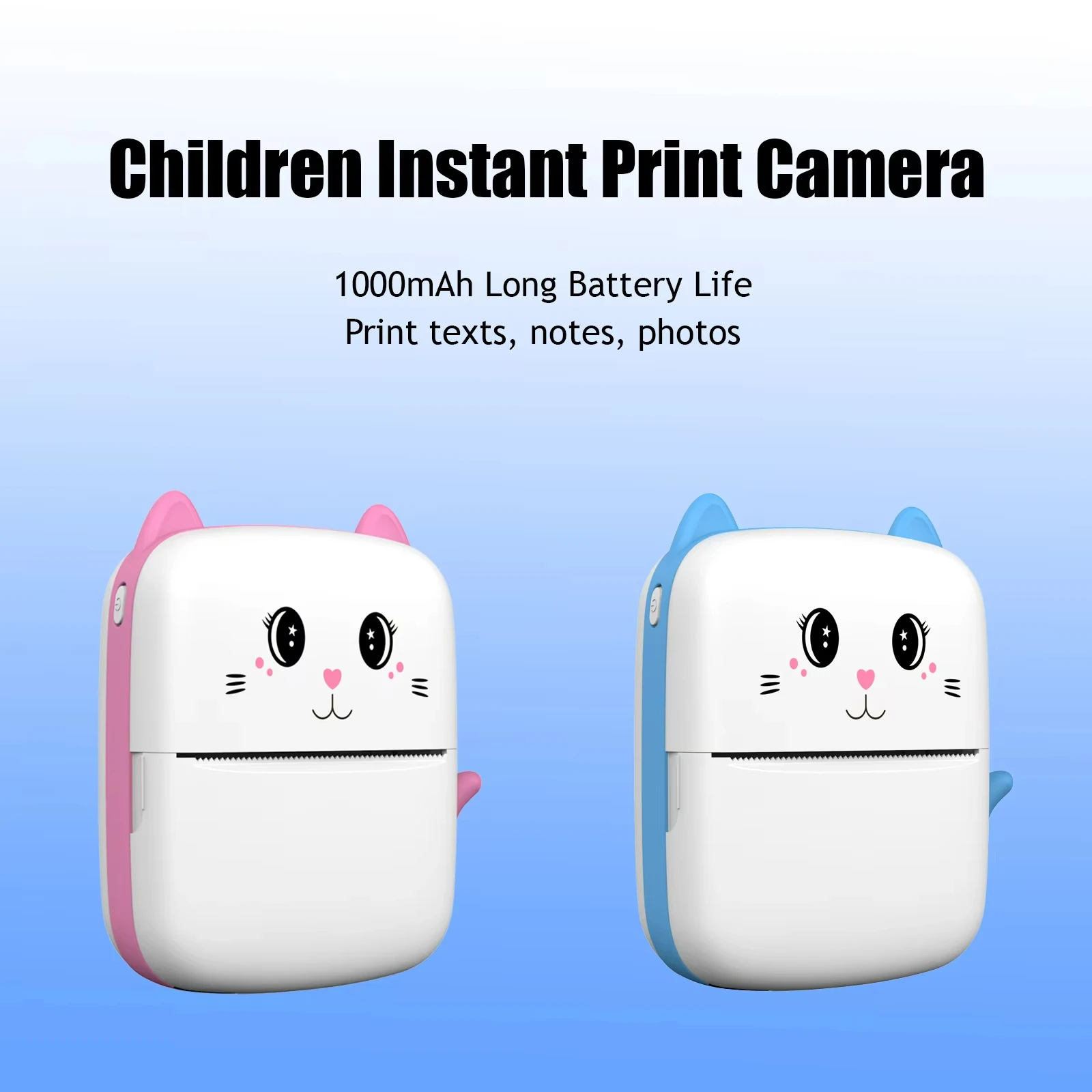 New Children Instant Print Camera Blue tooth Photo Printing Function Print Text 1000mAh Long Battery Life Pocket Thermal Printer